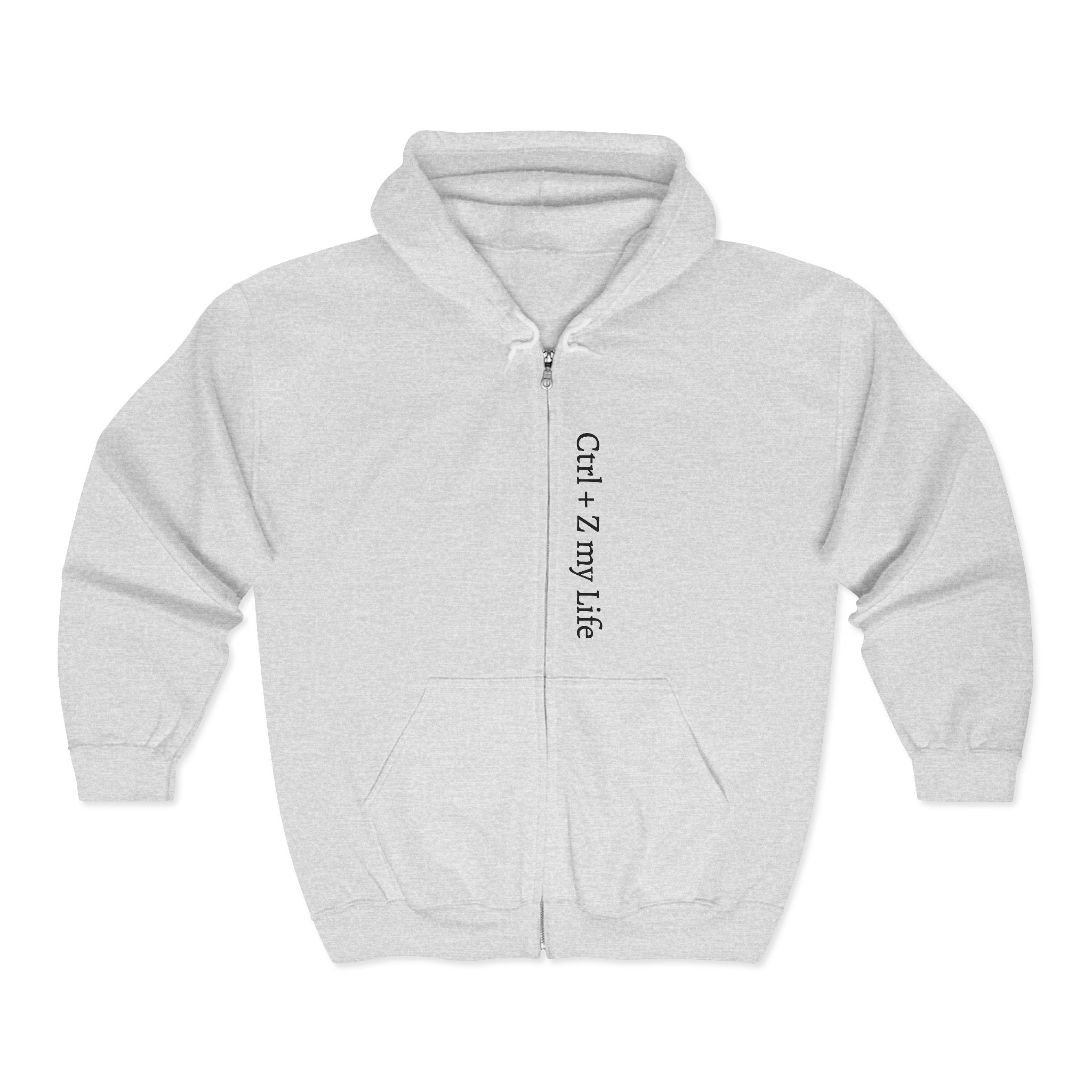 Vertical “Ctrl + Z My Life” Full‑Zip Hoodie — Funny Tech Recovery Zip-Up