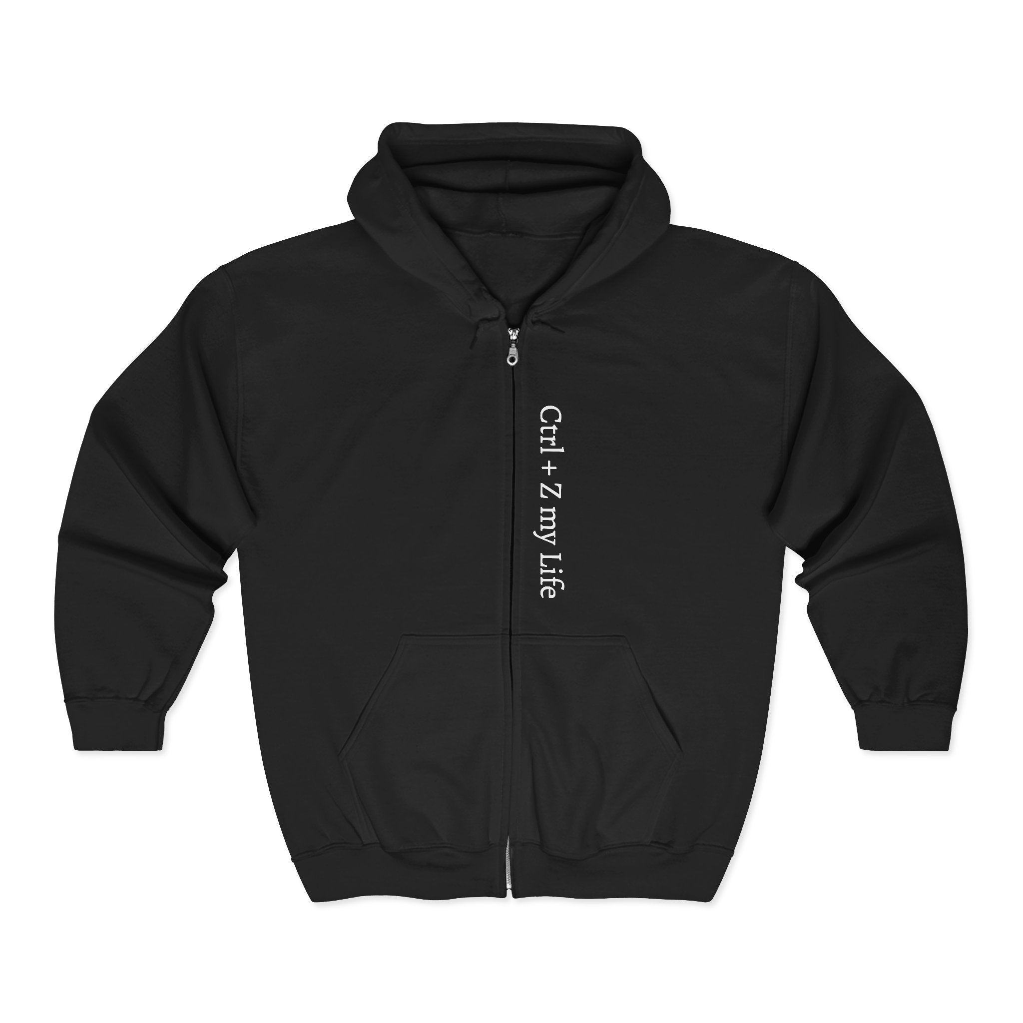 Vertical “Ctrl + Z My Life” Full‑Zip Hoodie — Funny Tech Recovery Zip-Up