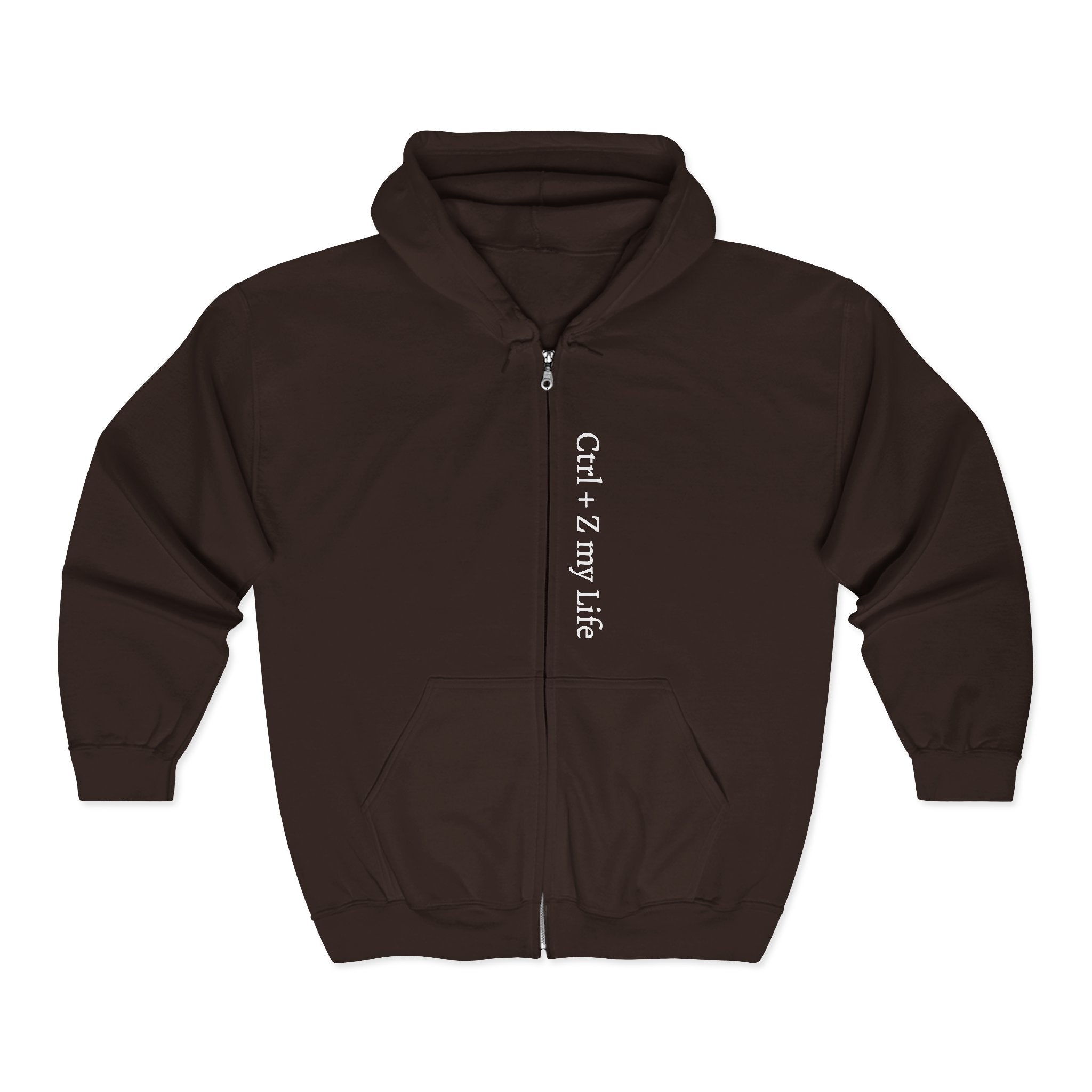 Vertical “Ctrl + Z My Life” Full‑Zip Hoodie — Funny Tech Recovery Zip-Up