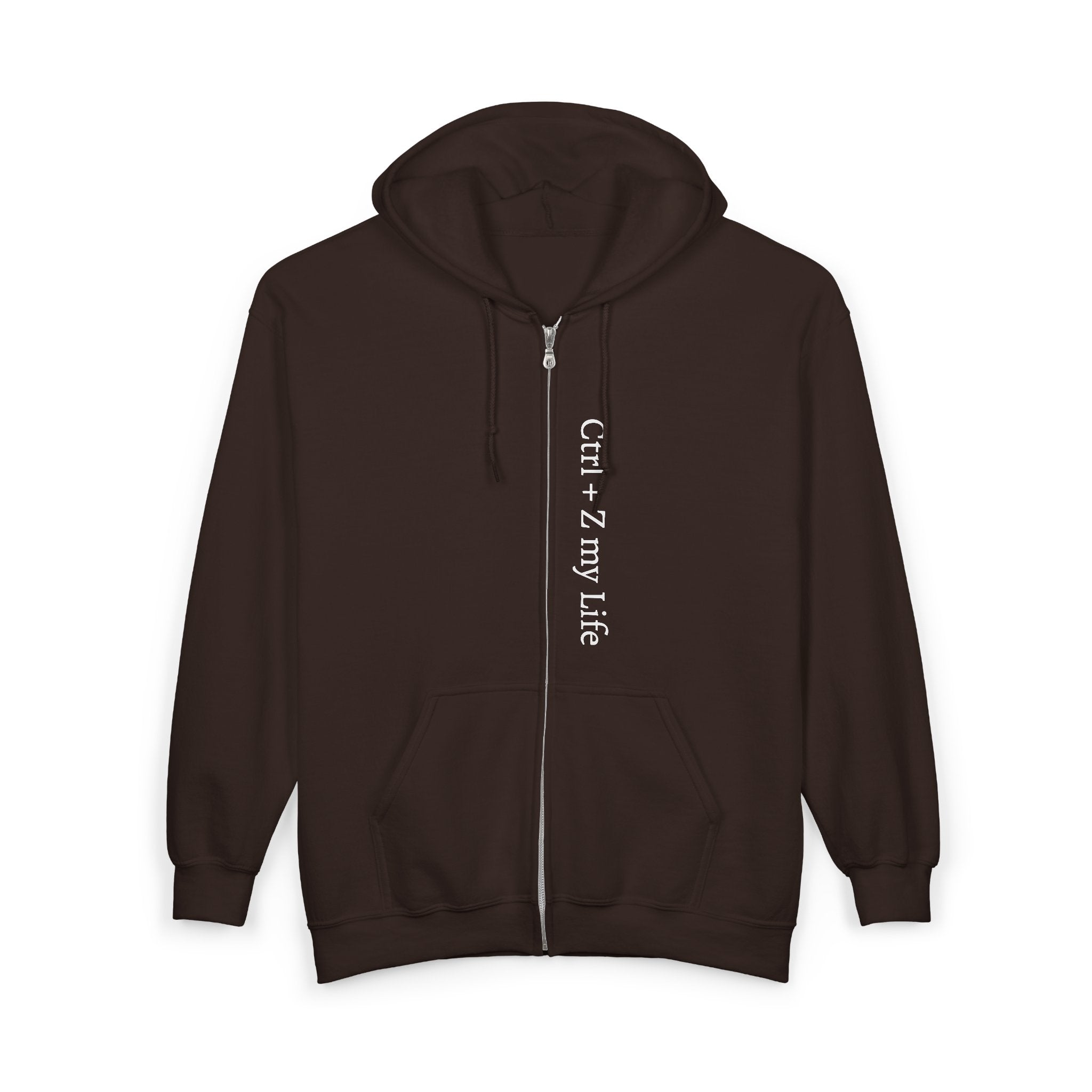 Vertical “Ctrl + Z My Life” Full‑Zip Hoodie — Funny Tech Recovery Zip-Up