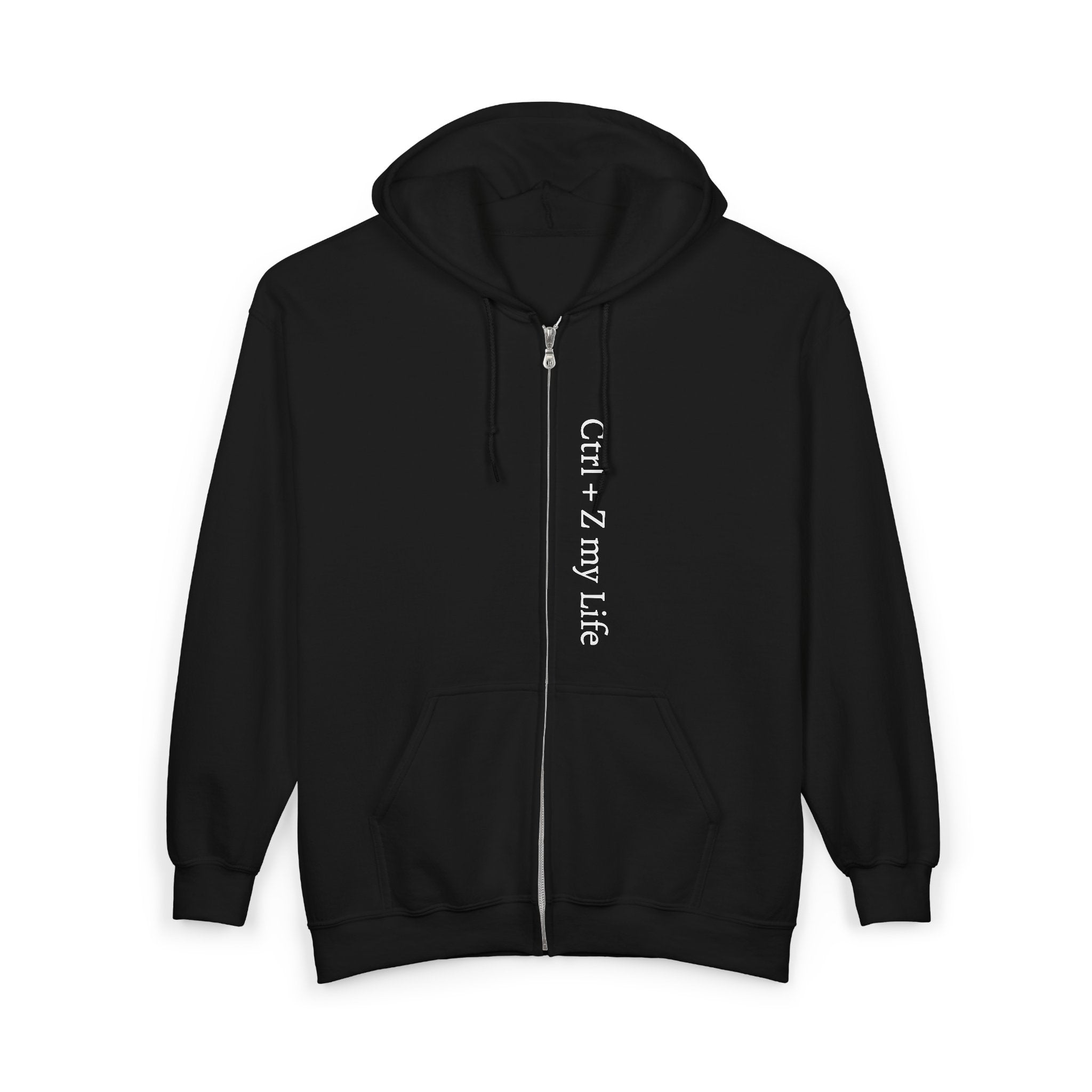 Vertical “Ctrl + Z My Life” Full‑Zip Hoodie — Funny Tech Recovery Zip-Up