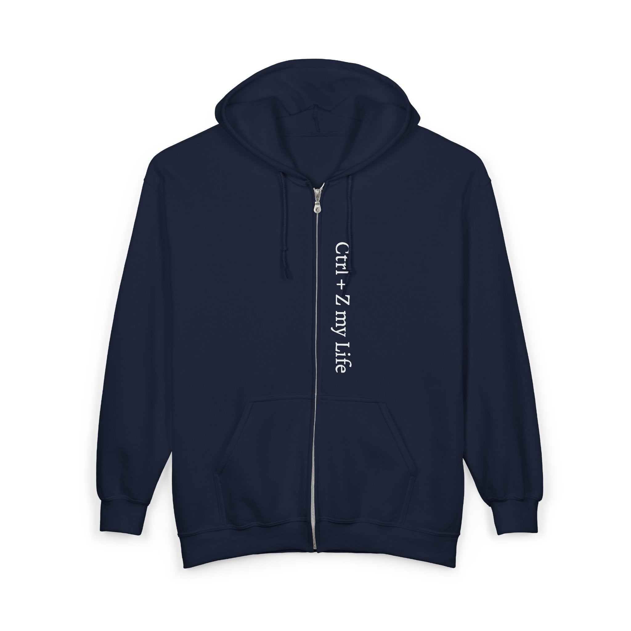 Vertical “Ctrl + Z My Life” Full‑Zip Hoodie — Funny Tech Recovery Zip-Up