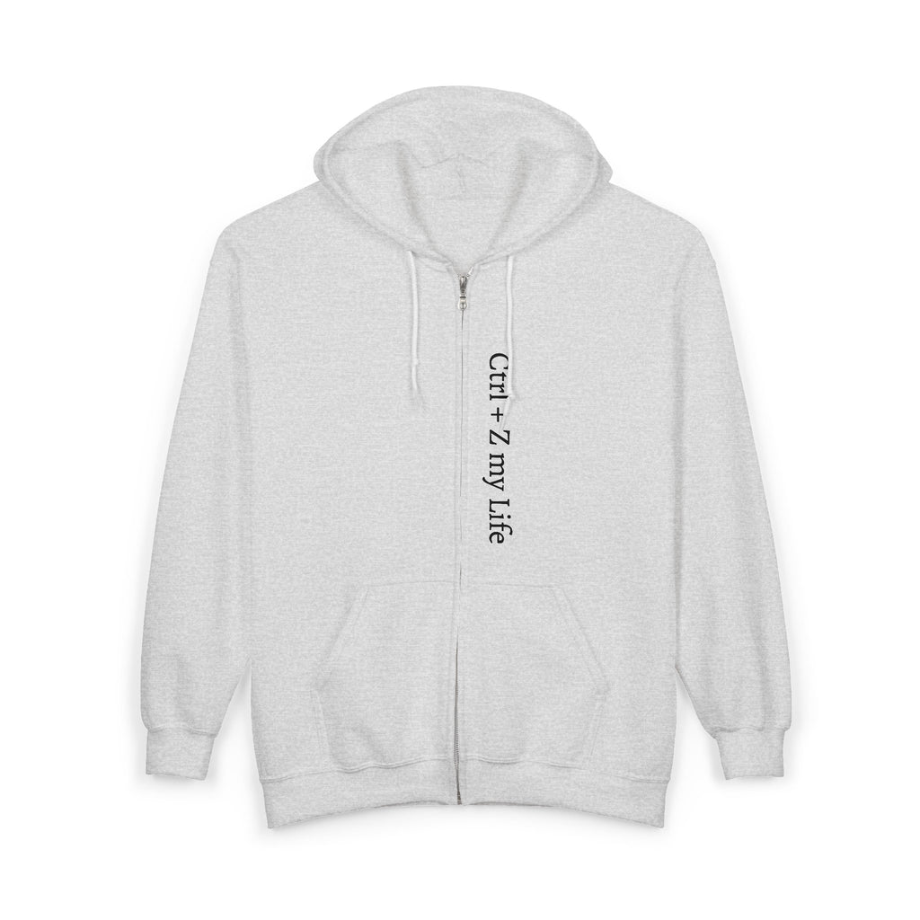 Vertical “Ctrl + Z My Life” Full‑Zip Hoodie — Funny Tech Recovery Zip-Up