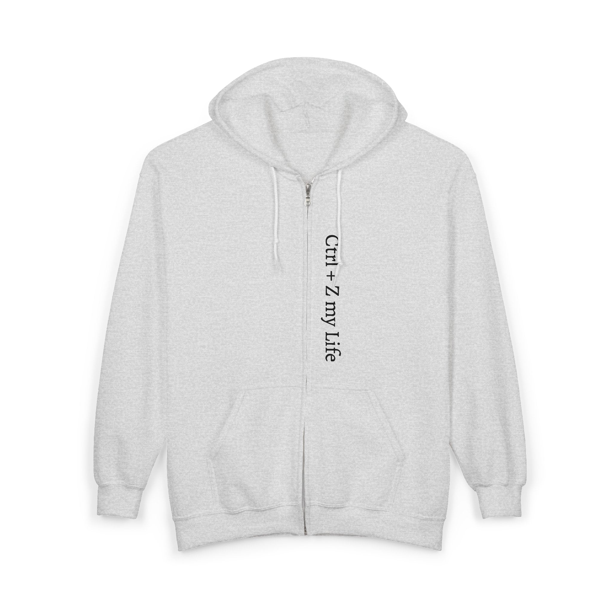 Vertical “Ctrl + Z My Life” Full‑Zip Hoodie — Funny Tech Recovery Zip-Up