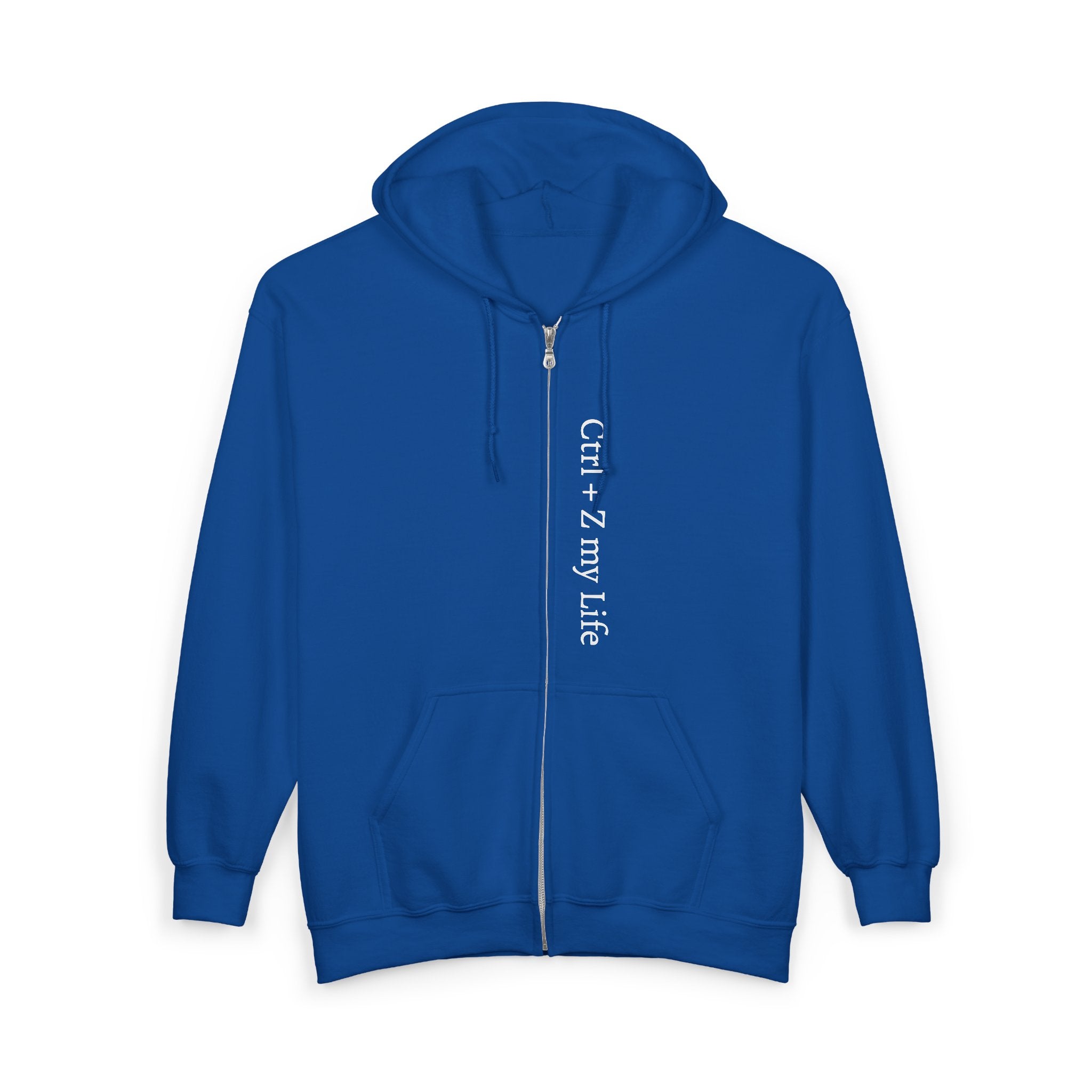 Vertical “Ctrl + Z My Life” Full‑Zip Hoodie — Funny Tech Recovery Zip-Up