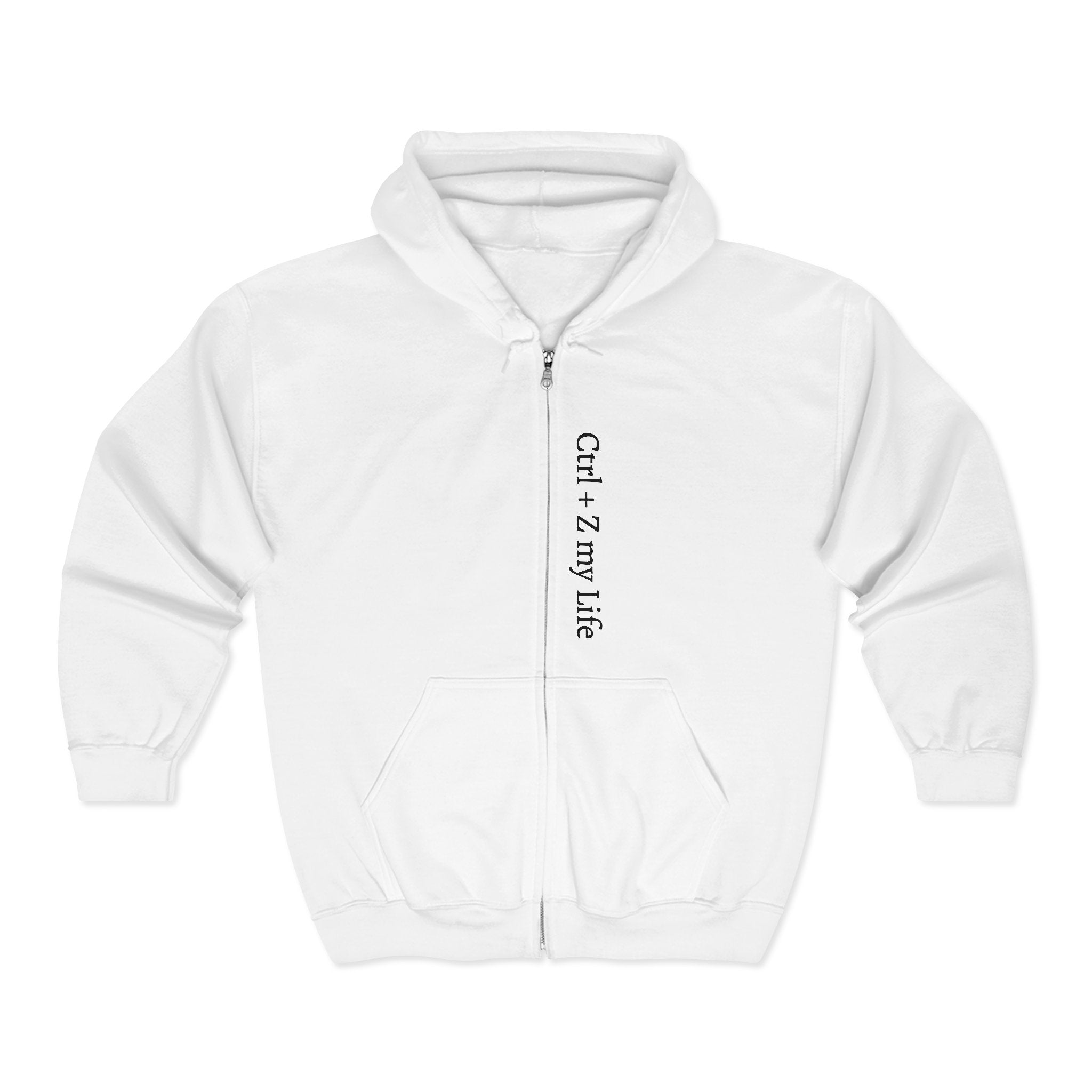 Vertical “Ctrl + Z My Life” Full‑Zip Hoodie — Funny Tech Recovery Zip-Up