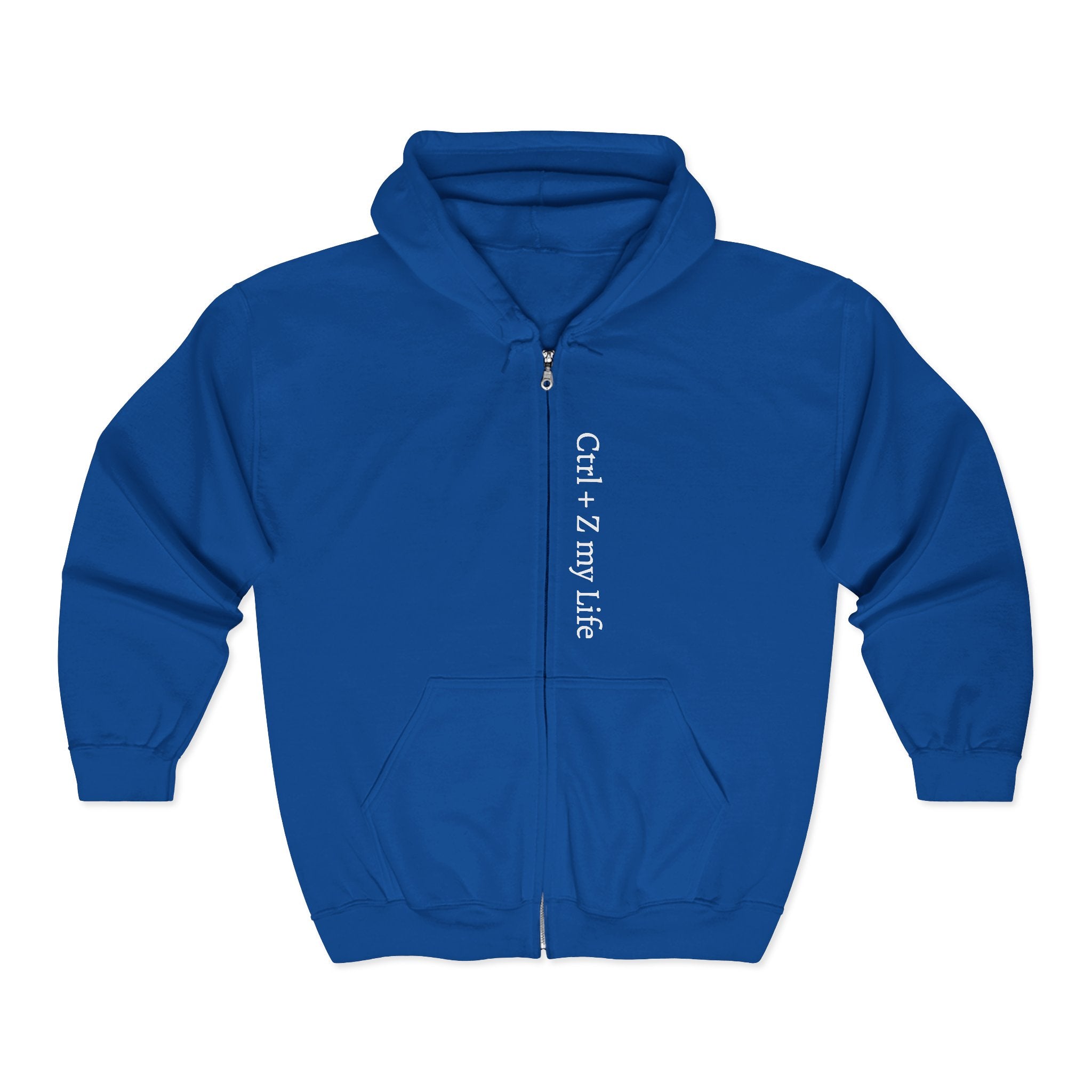 Vertical “Ctrl + Z My Life” Full‑Zip Hoodie — Funny Tech Recovery Zip-Up