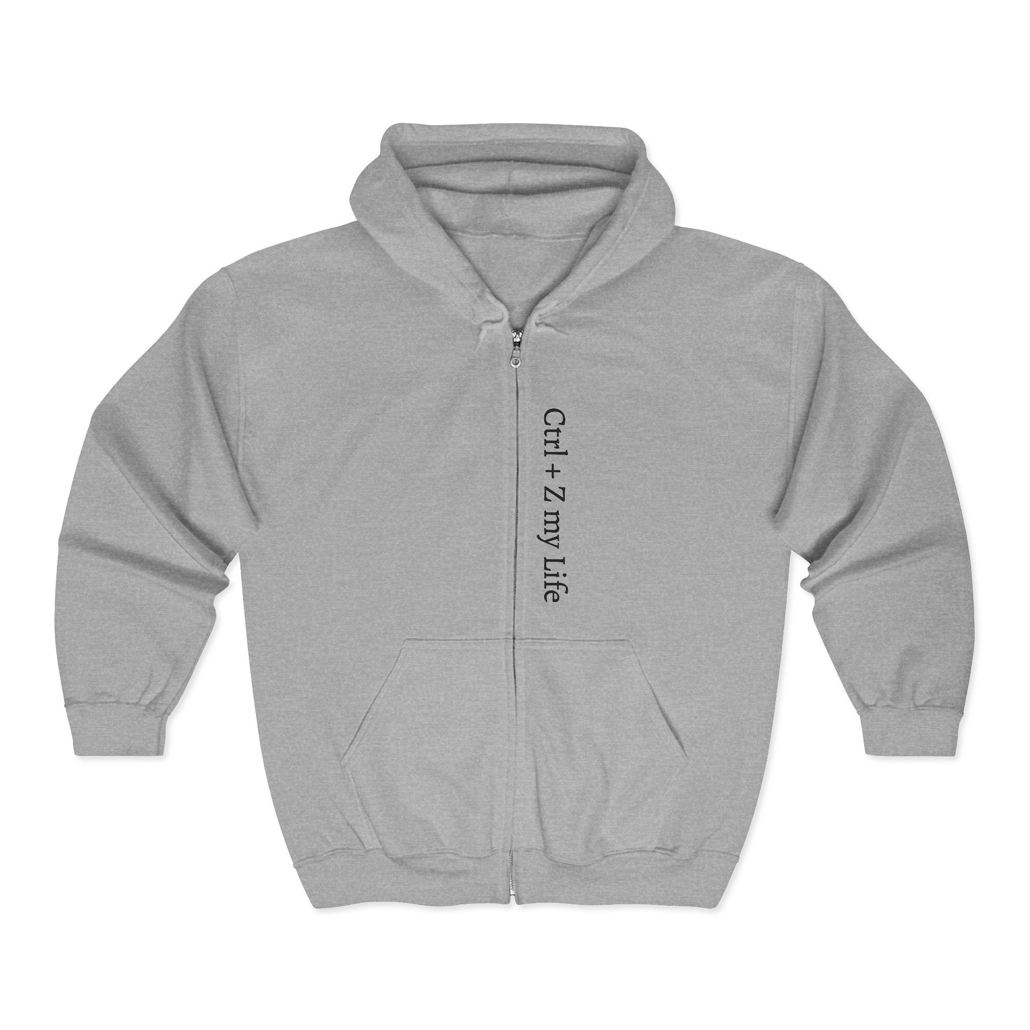 Vertical “Ctrl + Z My Life” Full‑Zip Hoodie — Funny Tech Recovery Zip-Up
