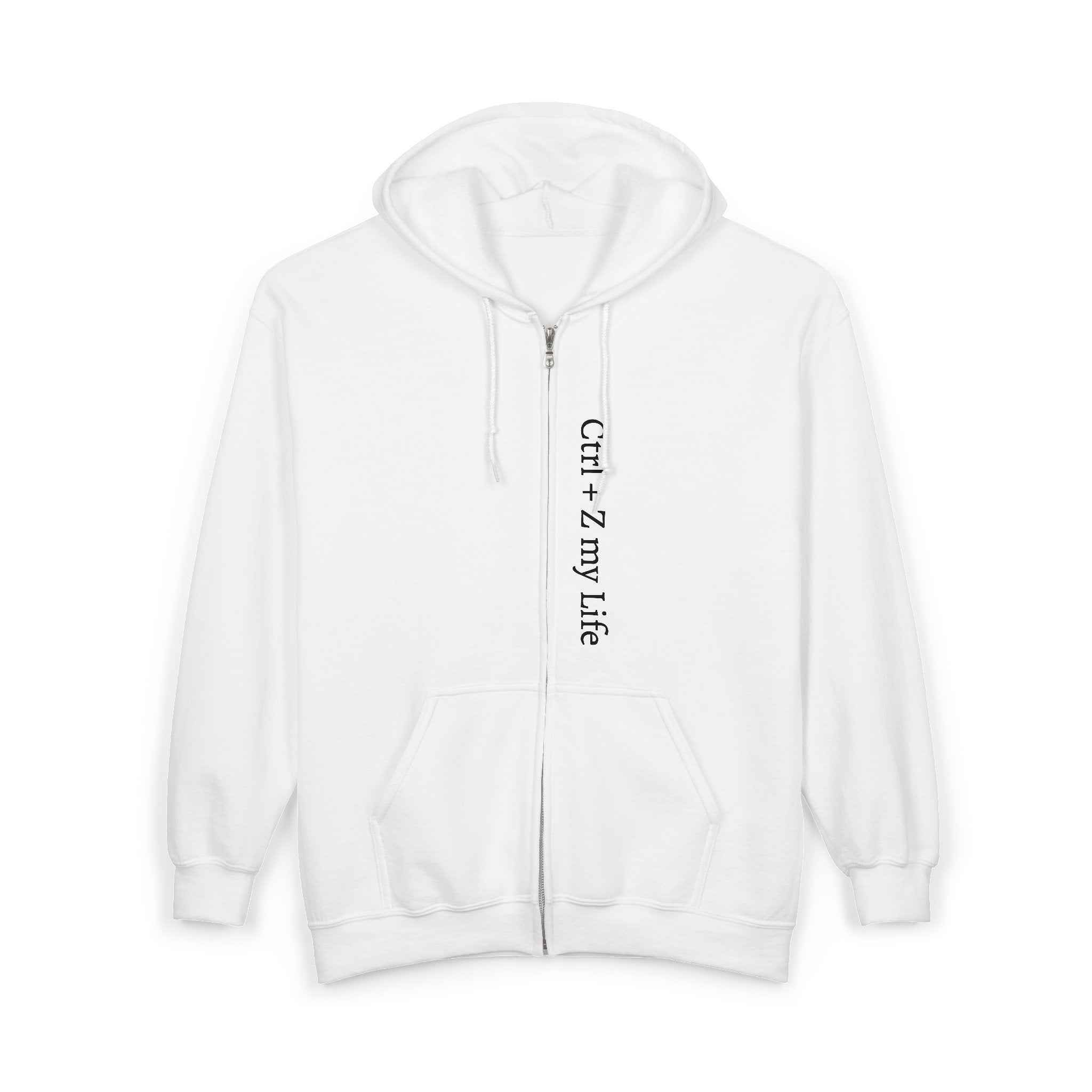Vertical “Ctrl + Z My Life” Full‑Zip Hoodie — Funny Tech Recovery Zip-Up